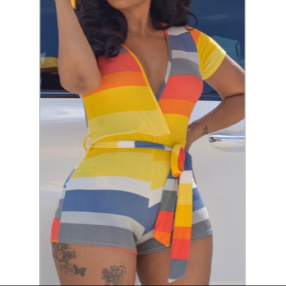 Striped Shorts Romper